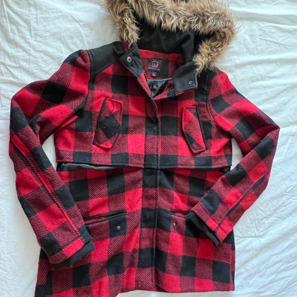 Red & Black Plaid Winter Jacket